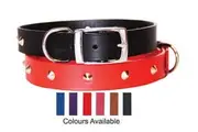 Beau Pets - Deluxe Studded Leather Collar - 32mm x 75cm - Blue