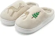 [Tptoes] Kids Christmas Slippers,Santa Hat Smile Face Slippers,Soft Warm Cotton Bedroom Reindeer Slippers House Girls Boys Memory Foam Slippers Cozy Fluffy Fall Winter Home Slippers