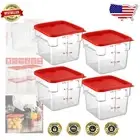 Space-Saving 6 Qt Food Storage Containers - 4 Pack with Red Lids for Meal Prep