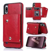 For Samsung A10E Wallet Back Cover, PU Leather Case With Card Holder Phone Case - Red