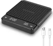 Coffee Scale with Timer, 0.1g High Precision Rechargeable Digital LED Kitchen Scale, Pour Over Coffee Scale, with Auto Tare, Touch Sensor and Silicone Cover - 6.6lbs/3kg
