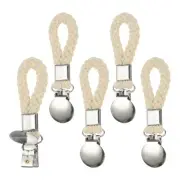 5 Pcs Tea Towel Clips, 1" Silver Hand Towel Clip Hooks, Beige