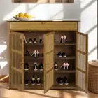 4 Tier Large Shoe Cabinet Storage Shelf Rack Cupboard Organiser 3 Door w/ Drawer