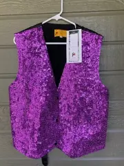 Fancy Sequin Vest by JC Solid Purple Jazz Theater Parade Costume XL NWT