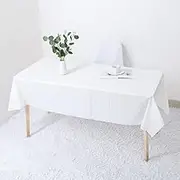 8 Pack White Plastic Table Cloths Disposable - Rectangle Table Covers for Parties, Weddings, BBQ, and Outdoor Dining