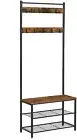 NNEDSZ Rustic Brown Coat Rack Stand with Hallway Shoe Rack and Bench with Shelve