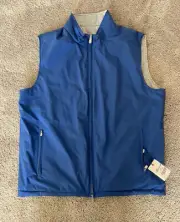 Peter Millar Men's Blue Lapis/Light Gray Crown Reversible Full Zip Vest $195