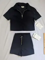 *NEW Elan Black Crop Top(Size M) And Shorts(Size S) Outfit Set Stretchy CUTE