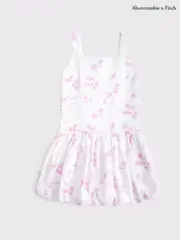 Abercrombie & Fitch Drop Waist Bubble Hem White Mini Dress (W52627) | $97
