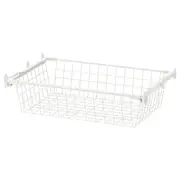 HJÄLPA wire basket with pull-out rail, white, 60x40 cm