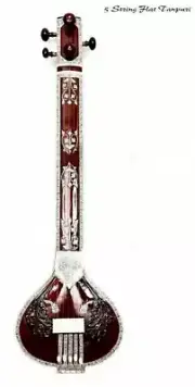 Best Design Indian Classical Music Handmade Tunwood Flat Tanpura 5 String