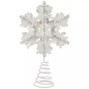 SNOWFLAKE CHRISTMAS TREE TOPPER WHITE Sparkly Metal
