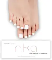 NKA Semi Cured Gel Toe Nail Polish Strips, 32 UV LED Lamp Curing Nail Strip Stickers Wraps, Snowfall