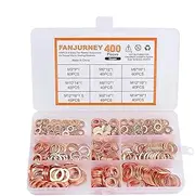 Assortment Copper Washer Kit - 400PCS Sealing Gasket Set | Flat Ring Crush Bolt Washers in 9 Sizes for Hydraulic Fittings, Oil Pan Plugs, Brake Lines, Drain Plug, and Automotive Repairs