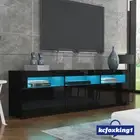 Modern TV Stand Cabinet 180CM LED Entertainment Unit Gloss Front Storage Black