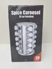 Rotating Spice Jar rack Stainless Steel Countertop Organizer with 20 NEW bottles