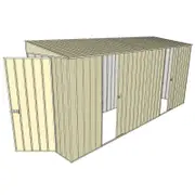 Build-A-Shed 1.2 x 4.5 x 2.0m Tunnel Shed Tunnel Hinged Door with 2 Sliding Side Doors - Cream