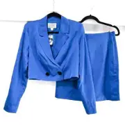 Anthropologie X Mare Mare Blue Satin Blazer and Mini Skirt Set in Small NWT