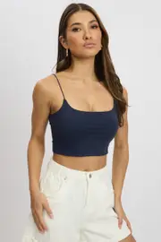 Blue Cropped Cami Top Supersoft - Size 14L, Women's Bralette