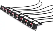 ROBAUN 1PC Rack Patch Panel 8 Way 19 Inch 1U Cabinet 6.3 Panel D Type Socket Audio Video Cable Big Three Core Audio Seat with Cable(C1025SLX8,0.5M)