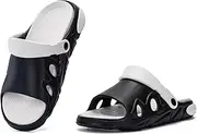 [JOMIX] Men's Slippers, Lightweight Sandals, Non-Slip Slippers, Clogs, Summer Bathing Shoes, Rubber Bathing Slippers, black, 44/45 EU