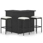 4 Pcs Garden Bar Set Poly Rattan Patio Table And Stool With Cushions Furniture