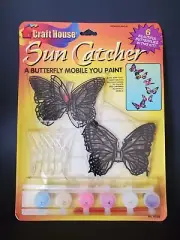 Craft House 1999 Sun Catcher 6 Butterfly Mobile Paint By Number Kit Y2K Vintage