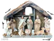 Nativity Set - House Mary,Baby Joseph 3 Kings 12" x 8" High Quality Polyresin