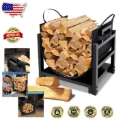 Elegant Indoor Firewood Rack with Canvas Carrier - Rust-Resistant Steel Design