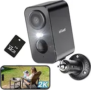 [ieGeek] 2K Wireless Security Camera Outdoor with 32GB Card, Rechargeable Battery CCTV Camera Systems, Color Night Vision WiFi Home Security Camera, Motion Detection, Siren Floodlight, Two-Way Audio