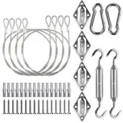 Reliable Sun Shade Sail Fixing Kit 44 Pcs Stainless Steel Triangle & Rectangle