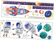 Kisangel 1Set Self Adhesive Astronaut Height Chart Decal for Removable Wall Sticker for Bedroom Nursery Playroom Fade Resistant Growth Measurement Decor