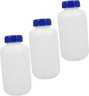 BESPORTBLE 3pcs 1000ml Plastic Reagent Bottles - Wide Mouth Empty Liquid Storage Containers for Lab Chemicals - Condiments & Samples Semi Clear Design with Secure Caps