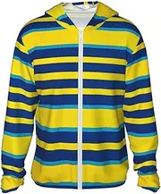 [LHBWCVN] UPF 50+ Light Jacket Full Zip Sun Protection Hoodie for Women Men Long Sleeve Yellow and Blue Stripes Sun Shirts