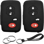 2pcs Black Silicone FOB Key Case Cover Protector Keyless Remote Holder Compatible with Toyota Avalon Camry Corolla Highlander Prius Venza Subaru BRZ Forester WRX STI Smart 4 Buttons