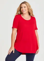 [Taking Shape] Taking Shape Bamboo Base Short Sleeve Top Size 14 in Racing RED - Plus Size Women's Tops & T Shirts Racing Red