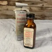 Vintage CAROID AND BILE SALTS Pharmacy Glass Bottle In Box 50s Apothecary