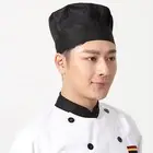 Elasticated Cooking Cap Flat Top Chef Hat Pleated Design for Hotel Restaurant