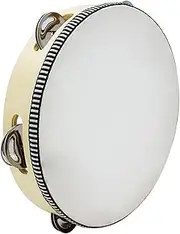 Wood 8 Inch Tamborine Rhythm Training Tambourine for Kids for Children's Early Education, Party Hand Drum Percussion Metal Jingles