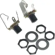 KAISH Black Nickel Premium 2-Pack Brass Material Metric Thread Audio 1/4" Female Guitar/Bass Output/Input Jack 6.35mm TS Mono Panel Mount Jack Socket with Nuts and Washer