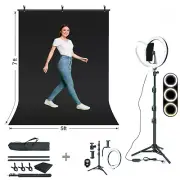 LINCO Photo Backdrop Stand Background Backdrops Support Kit with 10" Ring Light