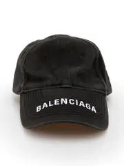 Black Cotton Logo Embroidered Baseball Cap