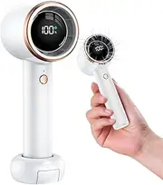 RINGSUN 4000mAh Handheld Fan Rechargeable, Portable Fan with Phone Holder Base, Turbo Fan for Home Office Travel Cooling, White