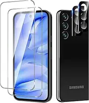 (2+2PCS) RUNGOS Top 9H+ for Samsung Galaxy S21 Plus / S21+ Screen Protector Tempered Glass, with Camera Lens Protector [Fingerprint Sensor Friendly] HD Military Grade Shatterproof & Longest Durable