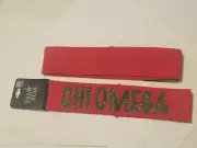 CHI OMEGA Sorority FABRIC Headband NWT SPELLED - Red and Green SPARKLE