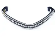 Stunning Clear Five Row Crystal Snap Browband Horse Durable Leather Bridle.