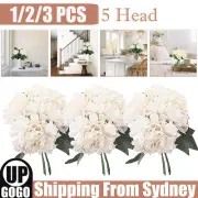 UP 3x Silk Artificial Bouquet Peony Flower Hydrangea Wedding Bridal Party 5 Head