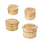 Wooden Steaming Rice Bucket Easy to Clean with Cover for Kitchen Home Snacks