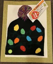 New Holiday LED Beanie Hat, Lights Up With Pom Pom