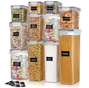 11pcs Food Storage Containers with Lids - Includes 24 Labels & Marker